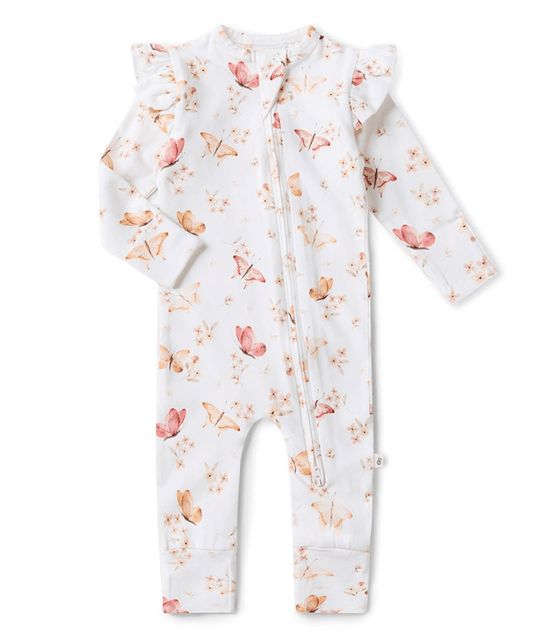 Butterfly Organic Snugglesuit Convertible Romper with Frill Snuggle Hunny Baby Preggi Central Maternity Shop
