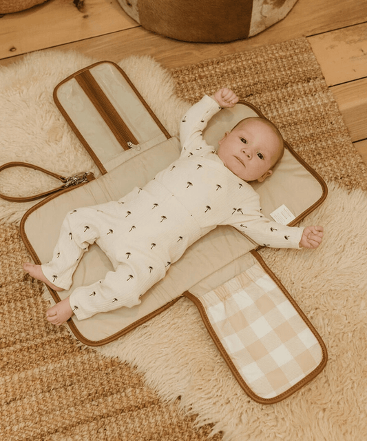 Change Mat Clutch - Beige Gingham OiOi Baby Preggi Central Maternity Shop