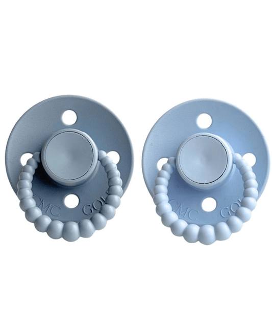 CMC Gold 'bubble' Dummies Stormy + Baby Blue CMC Baby Preggi Central Maternity Shop