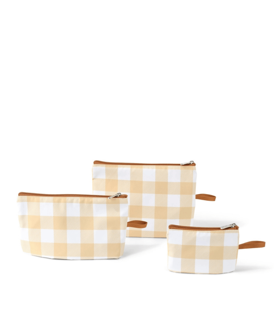 Packing Pouch Trio - Gingham Beige OiOi Baby Preggi Central Maternity Shop Packing Pouch Trio - Gingham Beige OiOi Baby Preggi Central Maternity Shop