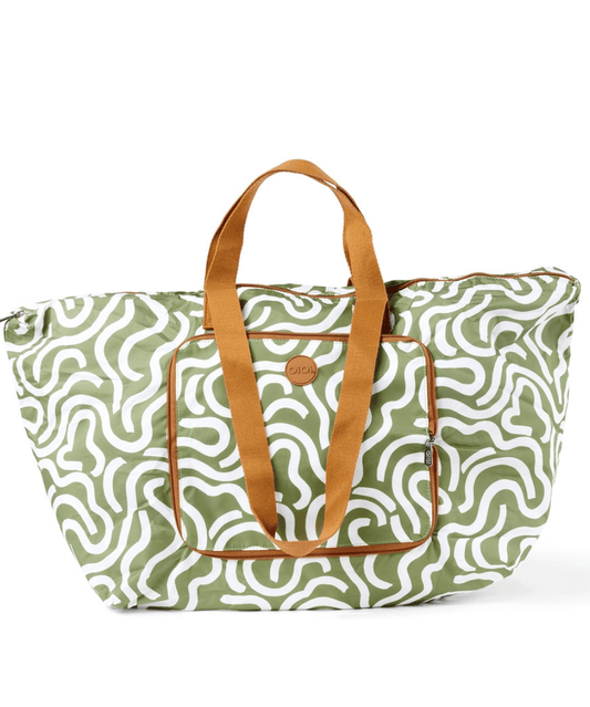 Fold-Up Tote - Green Squiggle OiOi Preggi Central Maternity Shop