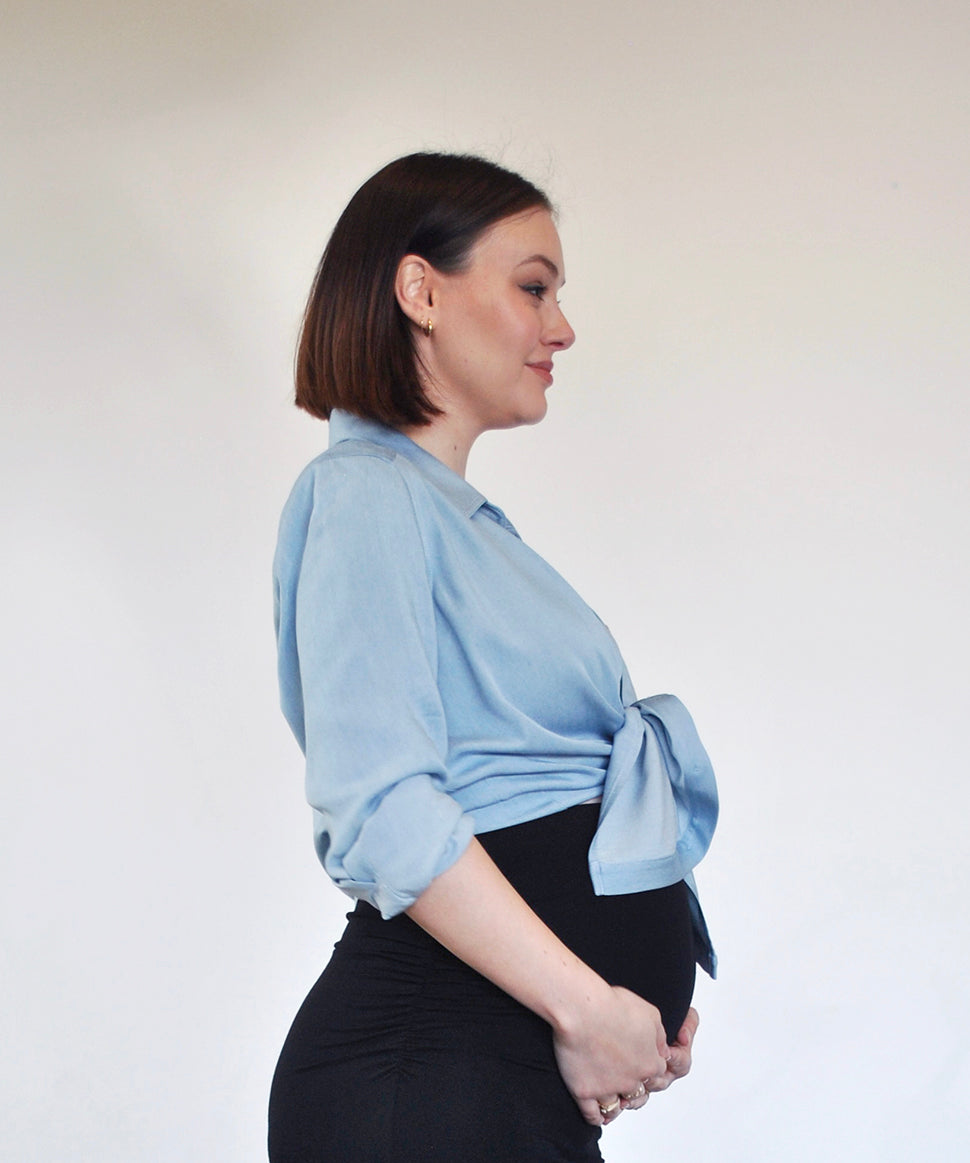 Blue Chambray Maternity & Nursing Shirt Around April Maternity and Nursing Preggi Central Maternity Shop Blue Chambray Maternity & Nursing Shirt Around April Maternity and Nursing Preggi Central Maternity Shop