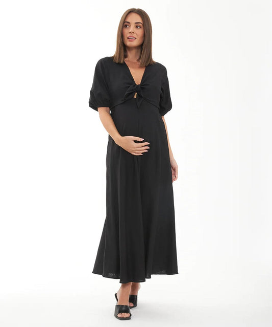 Camille Tie Front Linen Dress Ripe Maternity Maternity and Nursing Preggi Central Maternity Shop