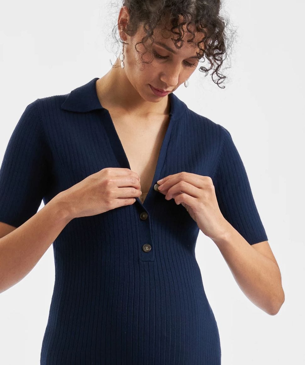 Maddy Knit Polo Dress Navy Ripe Maternity Maternity and Nursing Preggi Central Maternity Shop Maddy Knit Polo Dress Navy Ripe Maternity Maternity and Nursing Preggi Central Maternity Shop