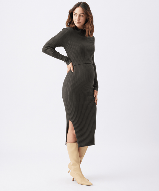 Nella Rib Nursing Knit Dress Ripe Maternity Maternity and Nursing Preggi Central Maternity Shop