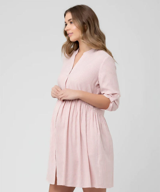 Sam Stripe Dress in Terracotta/White Ripe Maternity Maternity and Nursing Preggi Central Maternity Shop