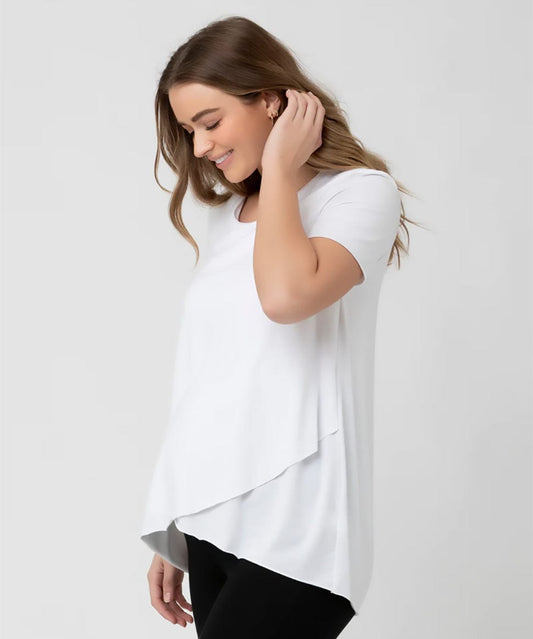 Short Sleeve Raw Edge Nursing Top Ripe Maternity Maternity and Nursing Preggi Central Maternity Shop