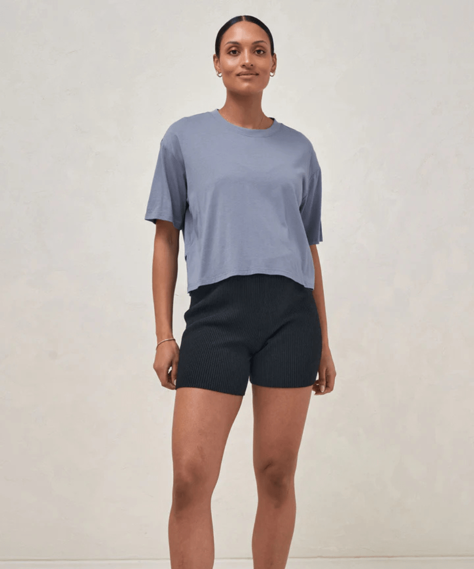 Into It Crop Tee - Blue BAE the label Maternity Preggi Central Maternity Shop Into It Crop Tee - Blue BAE the label Maternity Preggi Central Maternity Shop