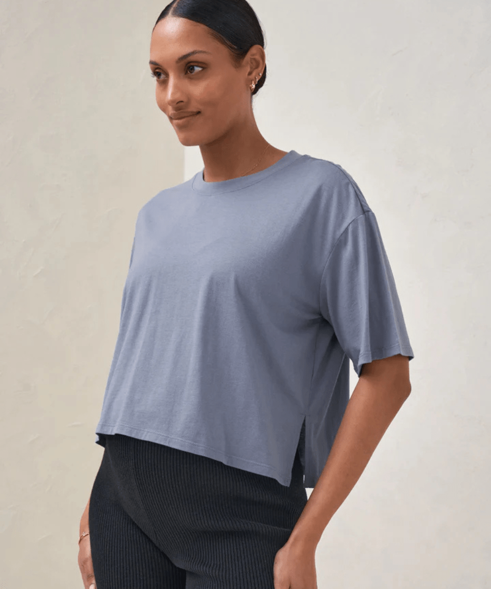 Into It Crop Tee - Blue BAE the label Maternity Preggi Central Maternity Shop Into It Crop Tee - Blue BAE the label Maternity Preggi Central Maternity Shop