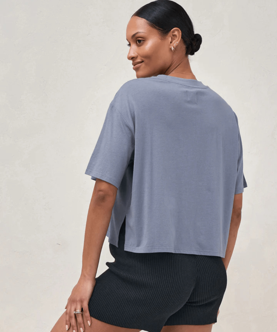 Into It Crop Tee - Blue BAE the label Maternity Preggi Central Maternity Shop Into It Crop Tee - Blue BAE the label Maternity Preggi Central Maternity Shop