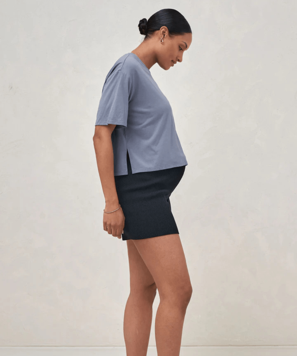 Into It Crop Tee - Blue BAE the label Maternity Preggi Central Maternity Shop Into It Crop Tee - Blue BAE the label Maternity Preggi Central Maternity Shop
