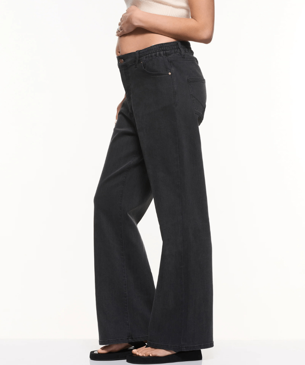 Relaxed Wide Leg Jeans - Black Wash Soon Maternity Maternity Preggi Central Maternity Shop Relaxed Wide Leg Jeans - Black Wash Soon Maternity Maternity Preggi Central Maternity Shop
