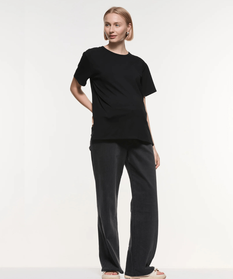 Relaxed Wide Leg Jeans - Black Wash Soon Maternity Maternity Preggi Central Maternity Shop Relaxed Wide Leg Jeans - Black Wash Soon Maternity Maternity Preggi Central Maternity Shop