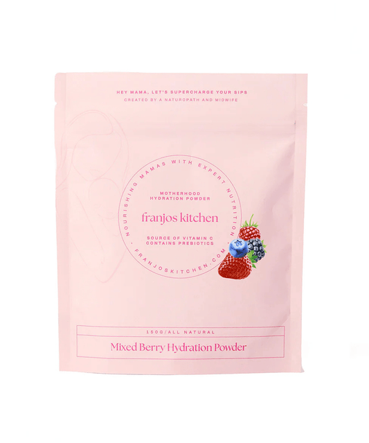 Motherhood Hydration Powder- Mixed Berry Franjos Kitchen Tea and Bikkies 9369999817466 Preggi Central Maternity Shop