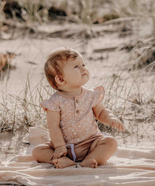 Ditzy Floral Flutter Onesie Aster & Oak Baby Preggi Central Maternity Shop