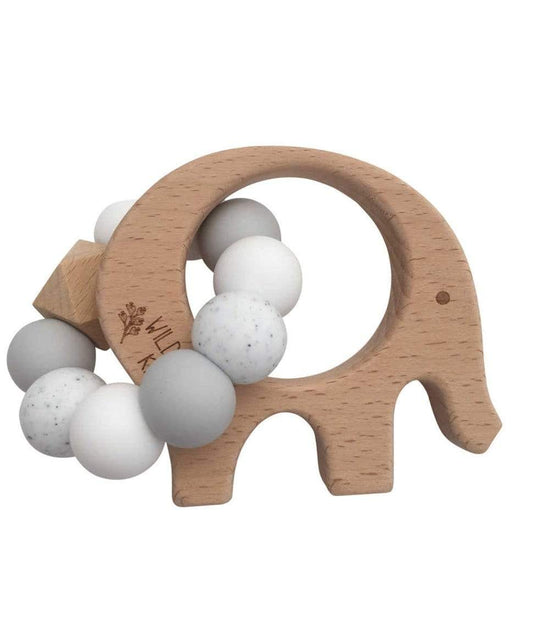 Elephant Teether in Mixed Grey