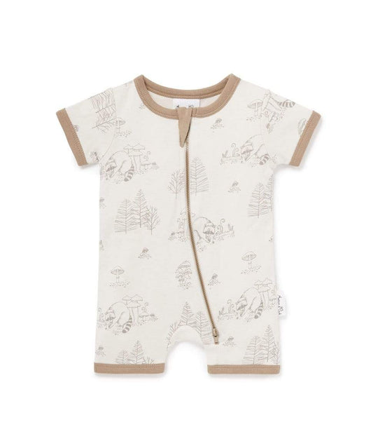 Raccoon Short Zip Romper Aster & Oak Baby Preggi Central Maternity Shop