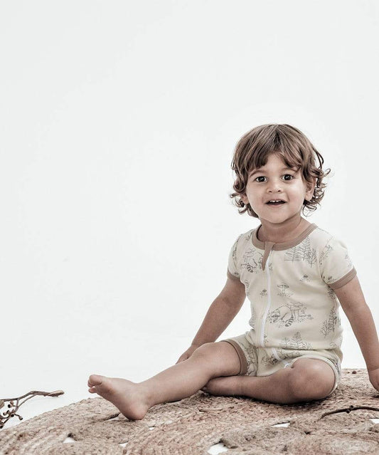 Raccoon Short Zip Romper Aster & Oak Baby Preggi Central Maternity Shop