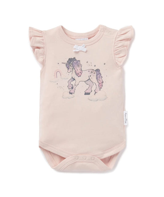 Unicorn Print Flutter Onesie Aster & Oak Baby Preggi Central Maternity Shop