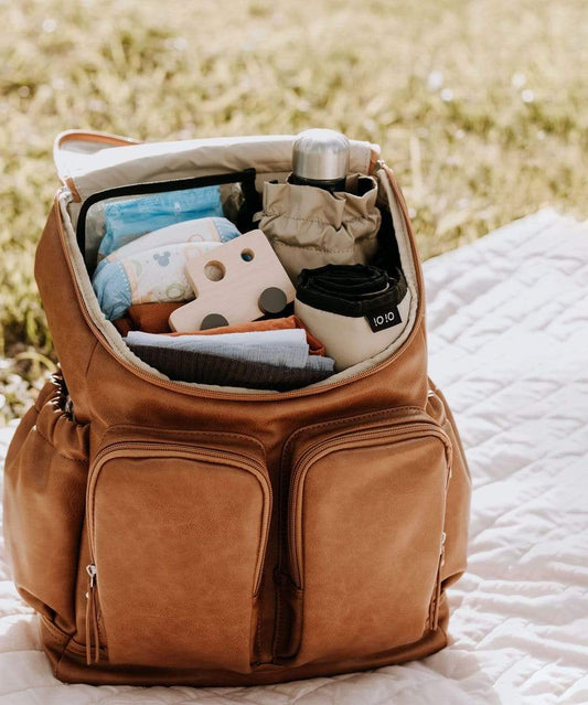 Signature Nappy Backpack - Tan Vegan Leather