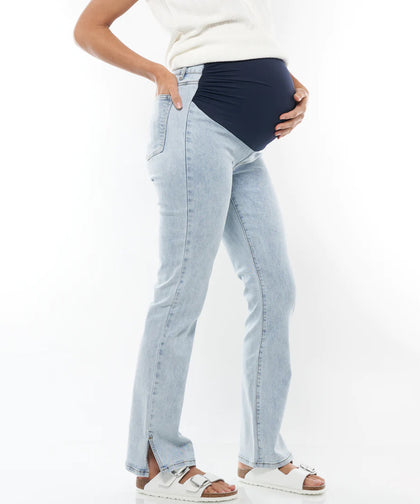 Maternity Pregnant Denim Skirt With Pregnancy Jersey Panel