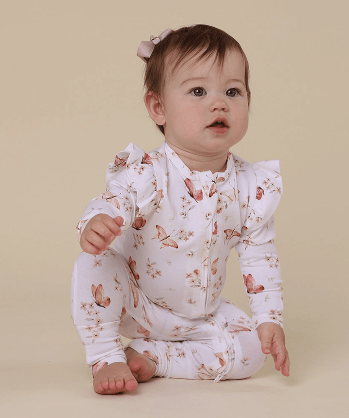Butterfly Organic Snugglesuit Convertible Romper with Frill Snuggle Hunny Baby Preggi Central Maternity Shop