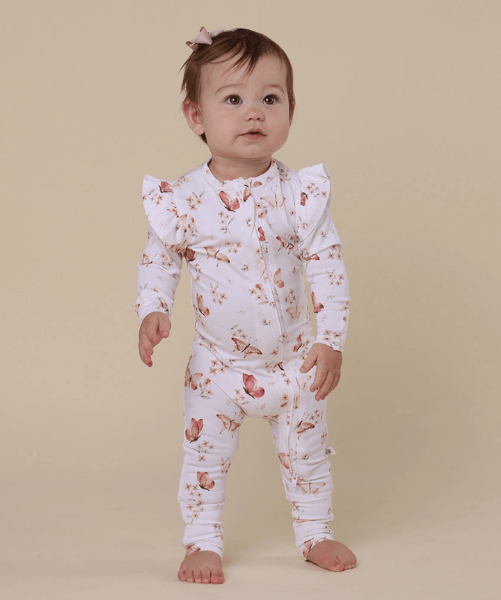 Butterfly Organic Snugglesuit Convertible Romper with Frill Snuggle Hunny Baby Preggi Central Maternity Shop