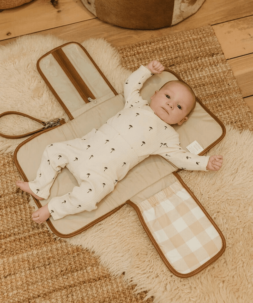 Change Mat Clutch - Beige Gingham OiOi Baby Preggi Central Maternity Shop