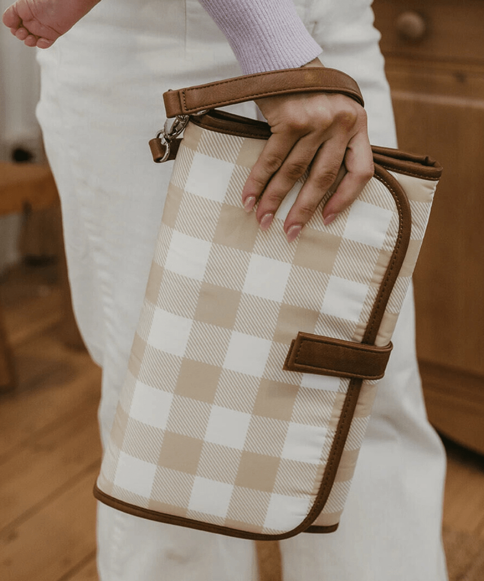 Change Mat Clutch - Beige Gingham OiOi Baby Preggi Central Maternity Shop