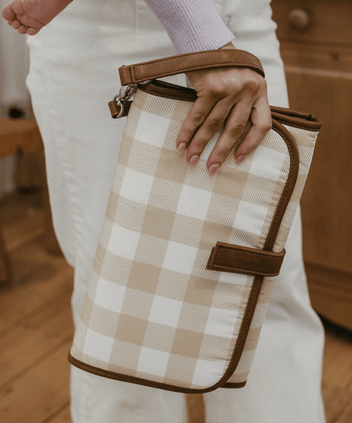 Change Mat Clutch - Beige Gingham OiOi Baby Preggi Central Maternity Shop