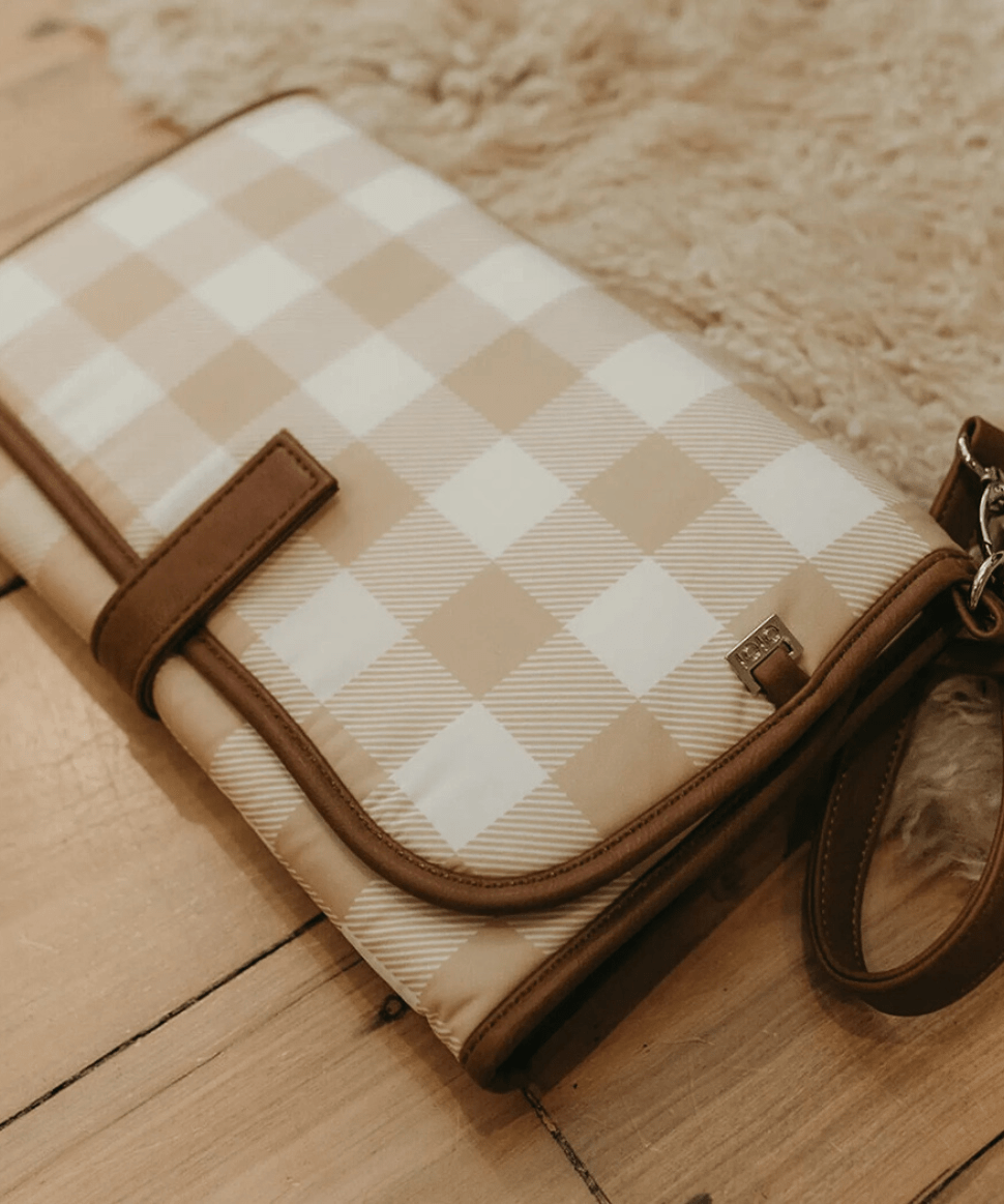 Change Mat Clutch - Beige Gingham OiOi Baby Preggi Central Maternity Shop