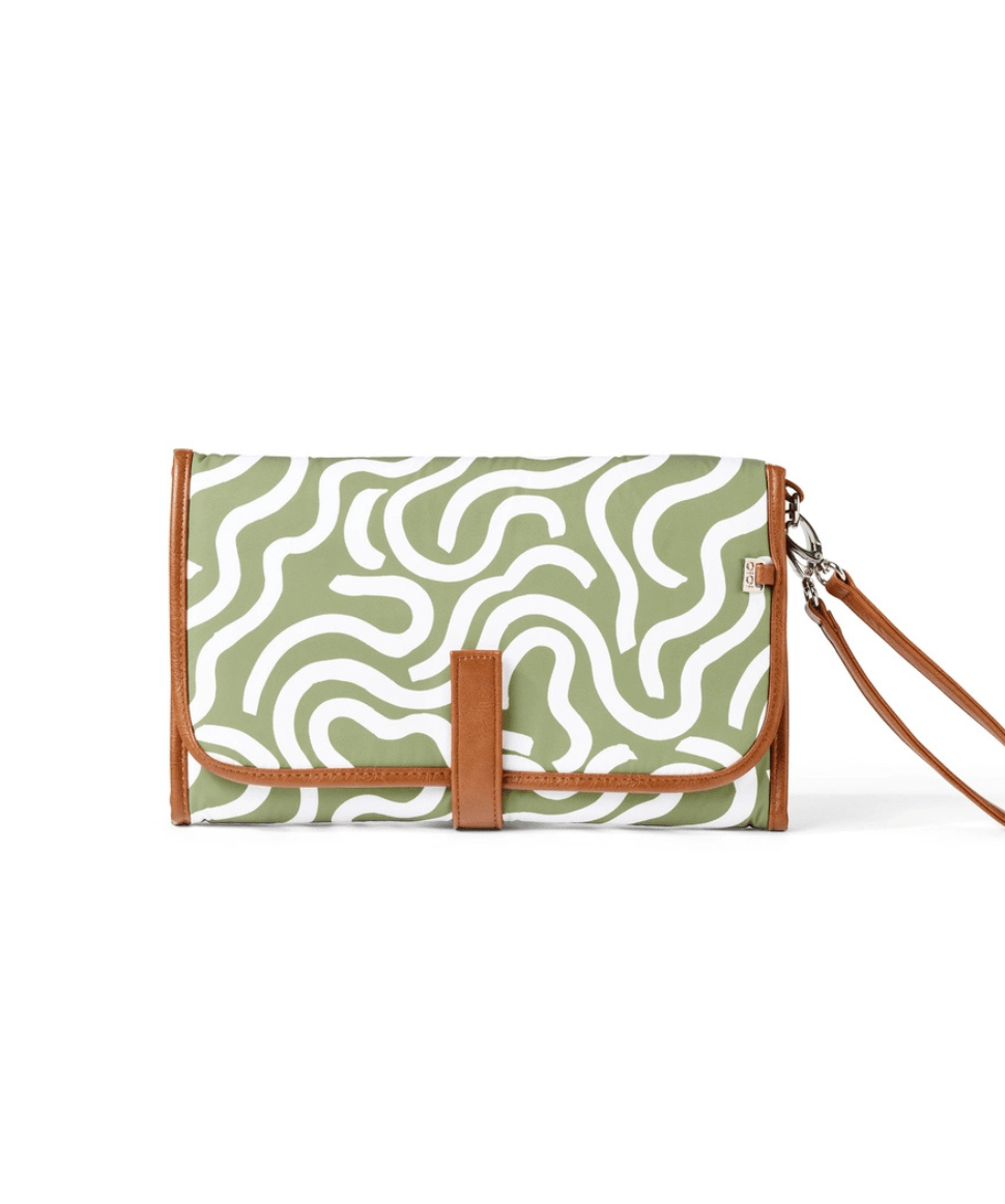 Change Mat Clutch - Green Squiggle OiOi Baby Preggi Central Maternity Shop