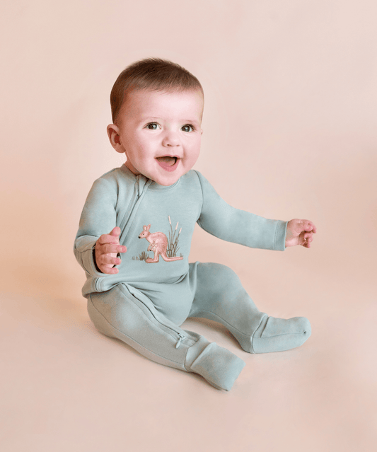 Charlie Kangaroo Organic LS Zipsuit Bebe by Minihaha Baby Preggi Central Maternity Shop
