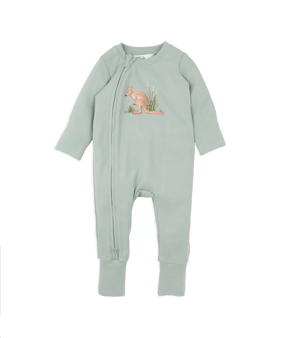 Charlie Kangaroo Organic LS Zipsuit Bebe by Minihaha Baby Preggi Central Maternity Shop