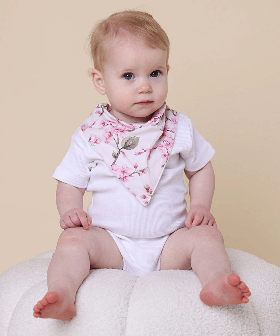 Cherry Blossom Organic Dribble Bib Snuggle Hunny Baby Preggi Central Maternity Shop