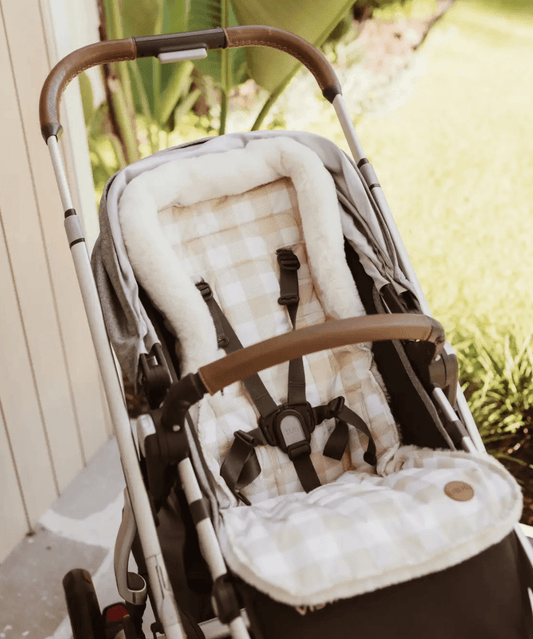 Cozy Fleece Pram Liner - Beige Gingham OiOi Baby Preggi Central Maternity Shop