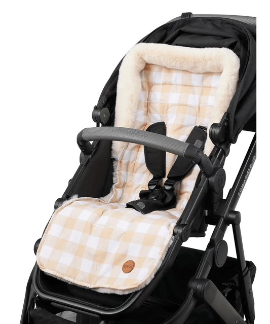 Cozy Fleece Pram Liner - Beige Gingham OiOi Baby Preggi Central Maternity Shop