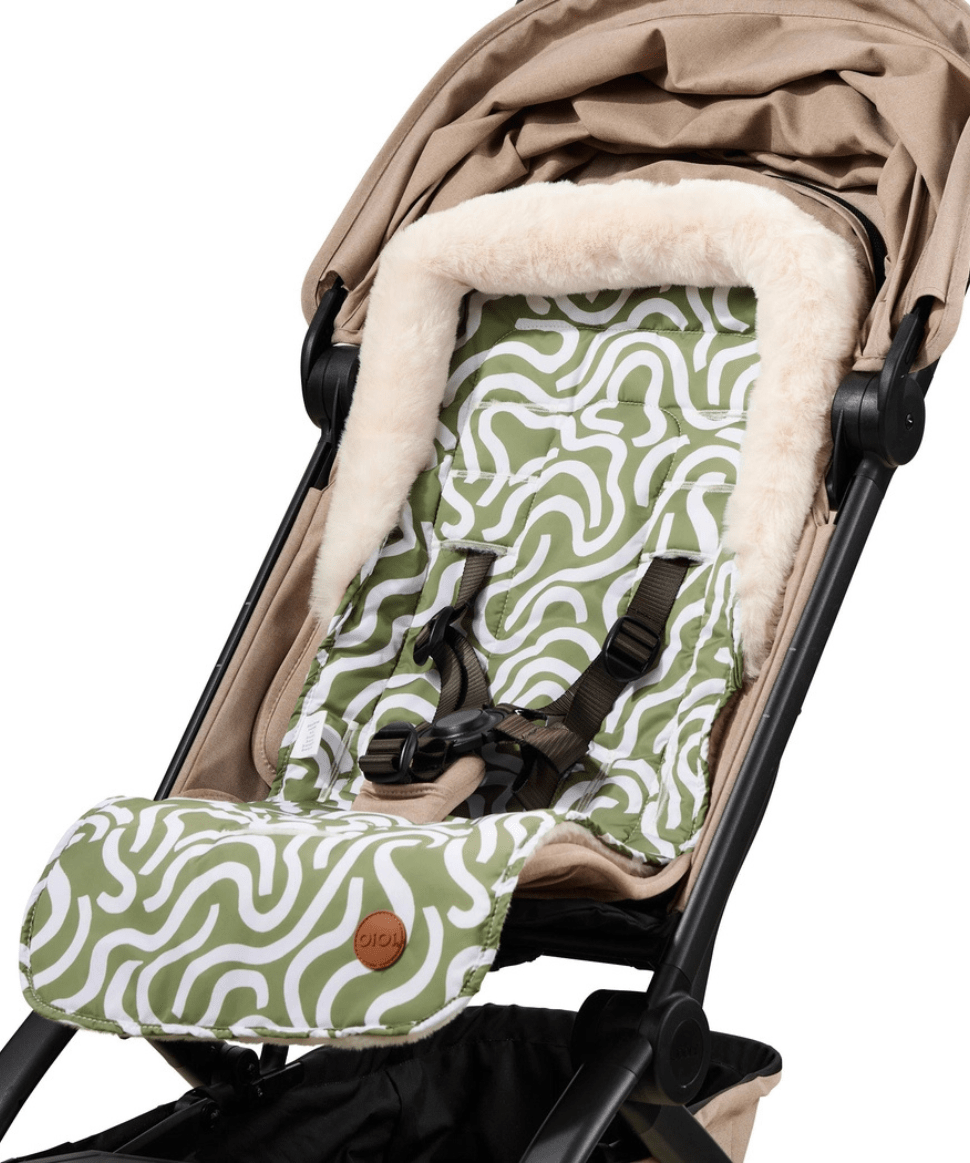 Cozy Fleece Pram Liner - Green Squiggle OiOi Baby Preggi Central Maternity Shop