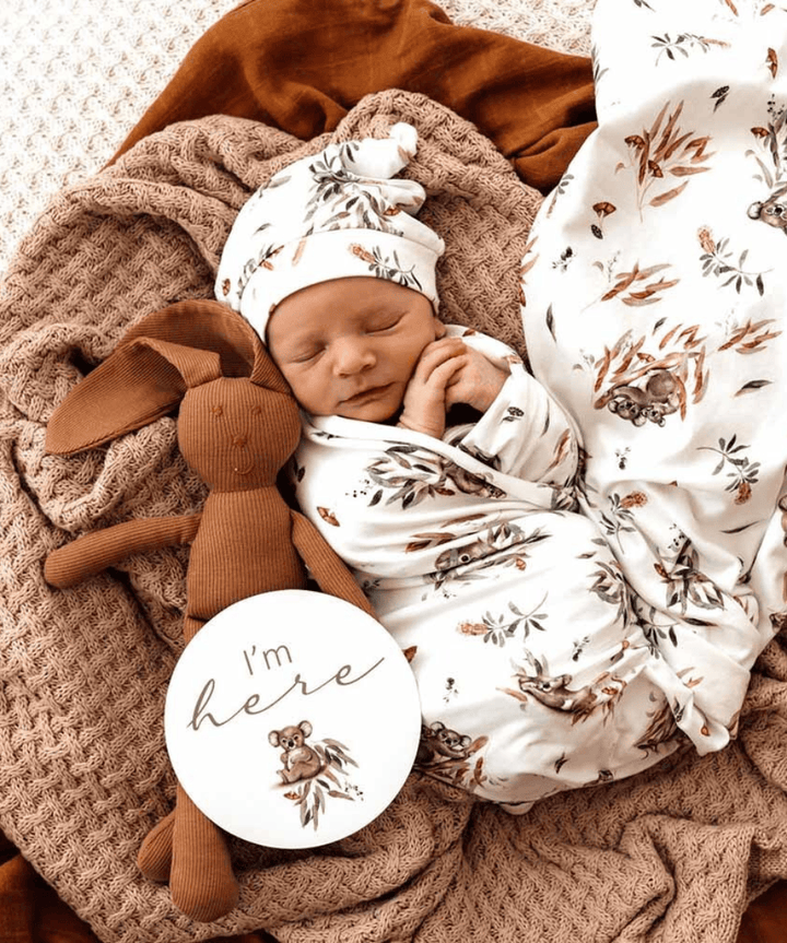 Koala &amp; Gumnut Grey Reversible Milestone Cards Snuggle Hunny Baby 9357334007184 Preggi Central Maternity Shop