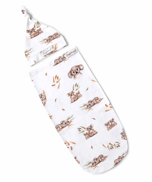 Koala Organic Snuggle Swaddle & Beanie Set Snuggle Hunny Baby Preggi Central Maternity Shop