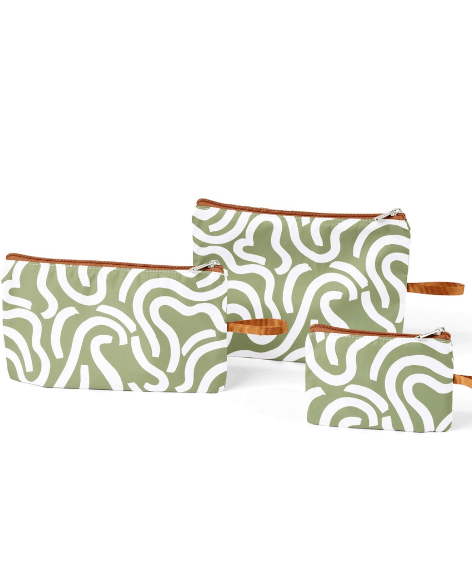 Packing Pouch Trio - Green Squiggle OiOi Baby Preggi Central Maternity Shop