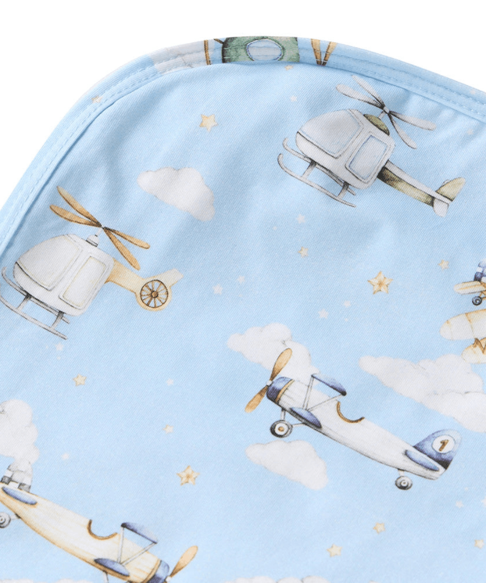 Taking Flight Organic Jersey Wrap & Beanie Set Snuggle Hunny Baby Preggi Central Maternity Shop