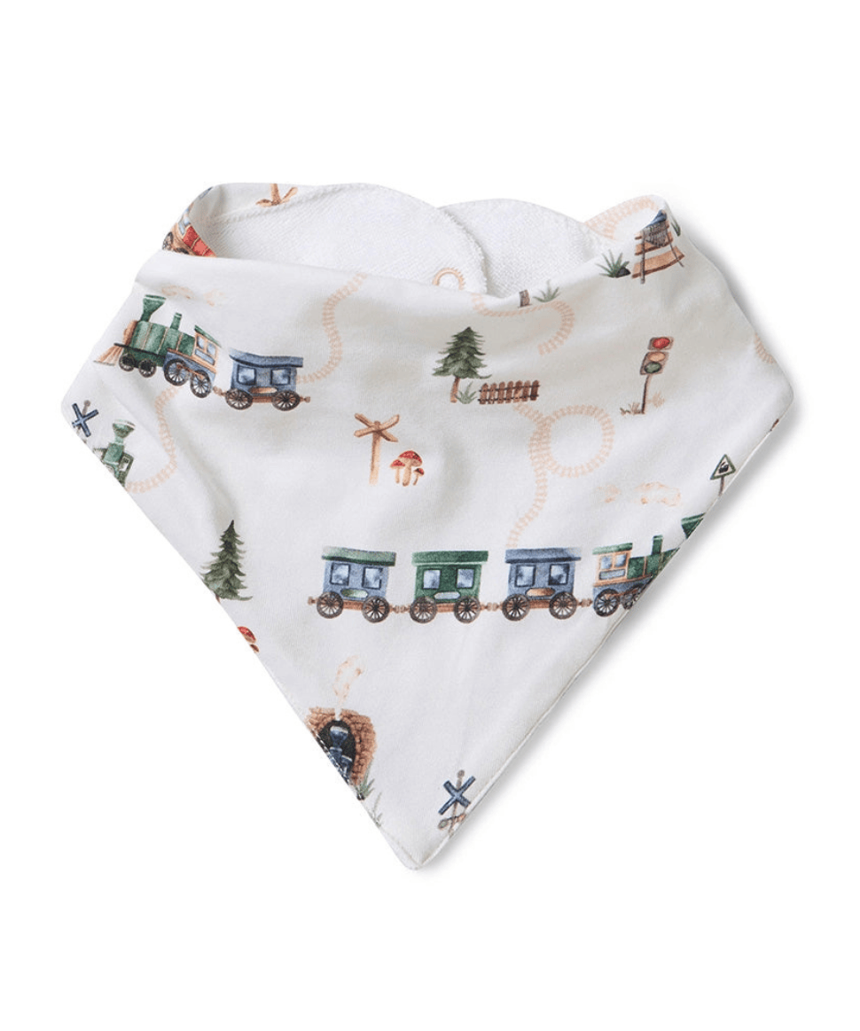 Trains Organic Dribble Bib Snuggle Hunny Baby 9357334035569 Preggi Central Maternity Shop