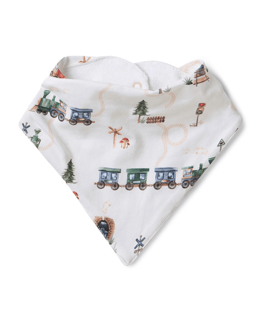 Trains Organic Dribble Bib Snuggle Hunny Baby 9357334035569 Preggi Central Maternity Shop