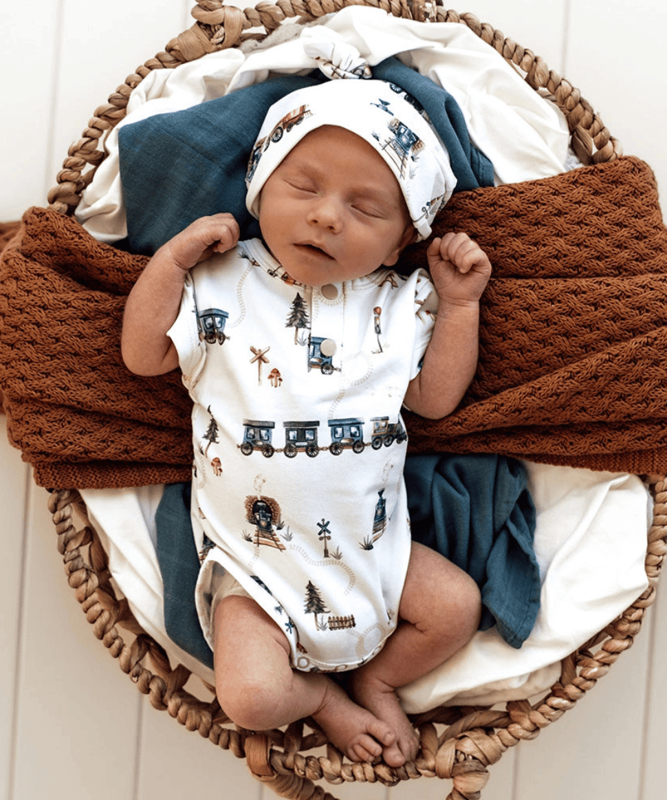 Trains Short Sleeve Organic Bodysuit Snuggle Hunny Baby Preggi Central Maternity Shop