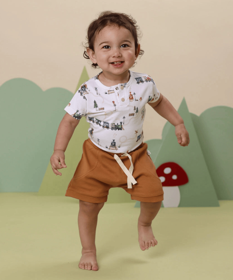 Trains Short Sleeve Organic Bodysuit Snuggle Hunny Baby Preggi Central Maternity Shop