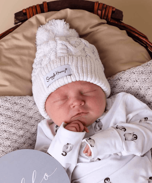 White Organic Baby Knit Beanie Snuggle Hunny Baby Preggi Central Maternity Shop
