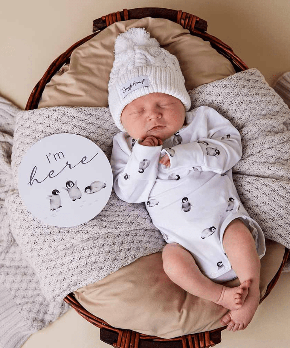 White Organic Baby Knit Beanie Snuggle Hunny Baby Preggi Central Maternity Shop