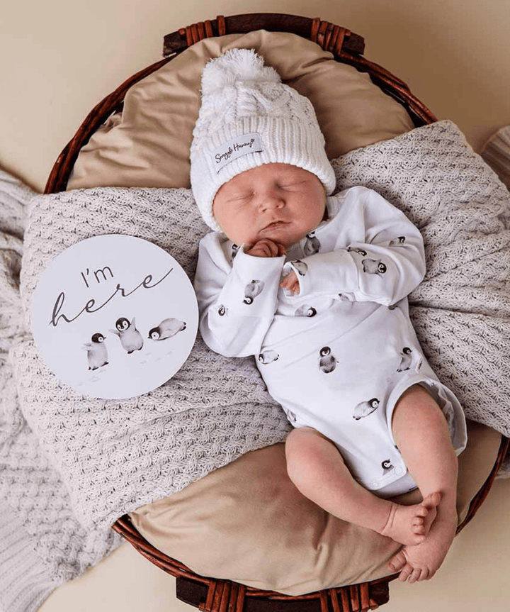 White Organic Baby Knit Beanie Snuggle Hunny Baby Preggi Central Maternity Shop
