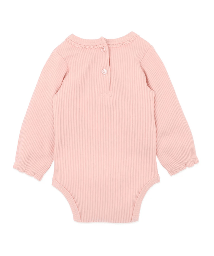 Blush Ribbed Baby Bodysuit with Floral Embroidery- Emmy Preggi Central Preggi Central Maternity Shop